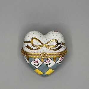 Vintage Limoges Style Heart Trinket Box
